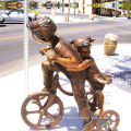 Life size outdoor garden brass bronze children statue brother and sister sculpture